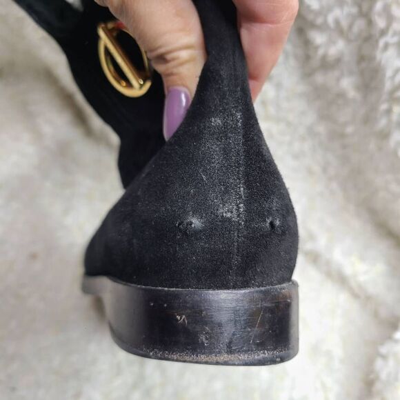 Jimmy Choo Black‎ Suede Leather Mid Calf Fur Lined Boots sz 36.5 - Picture 6 of 10